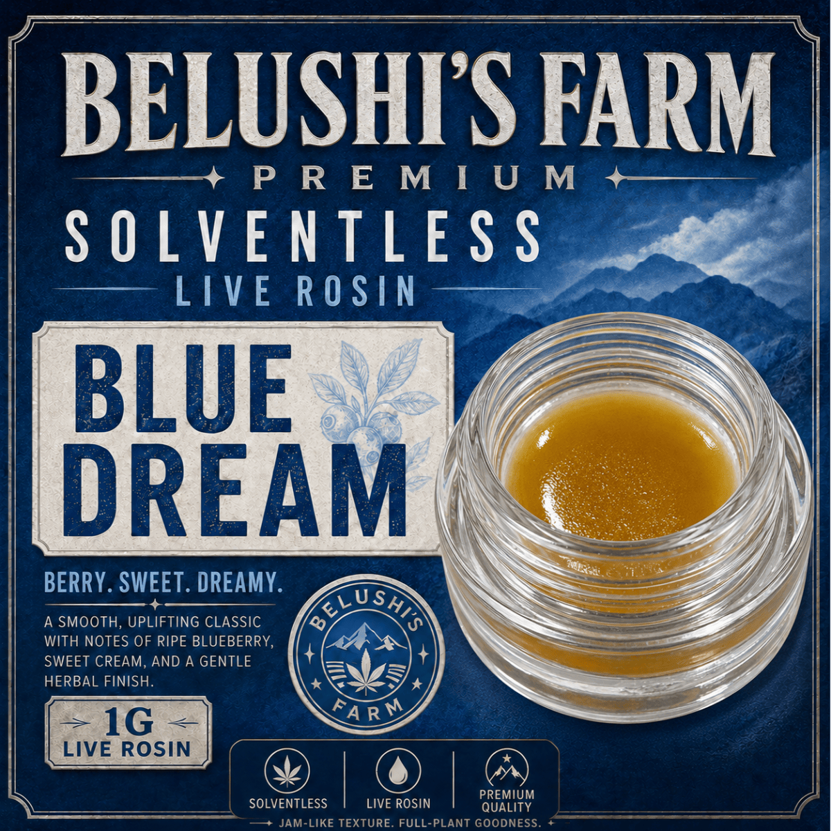 High Grass Farms Blue Dream Live Rosin Concentrate 1G