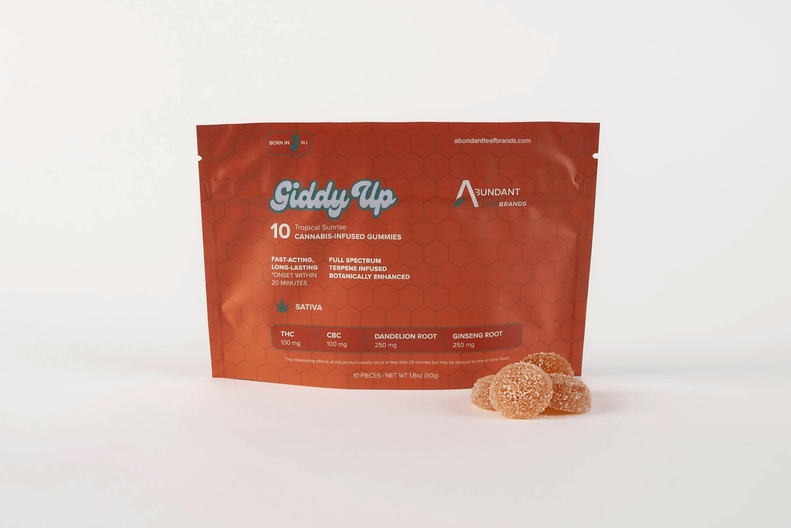 Abundant Leaf Brands Giddy Up Tropical Sunrise Gummies
