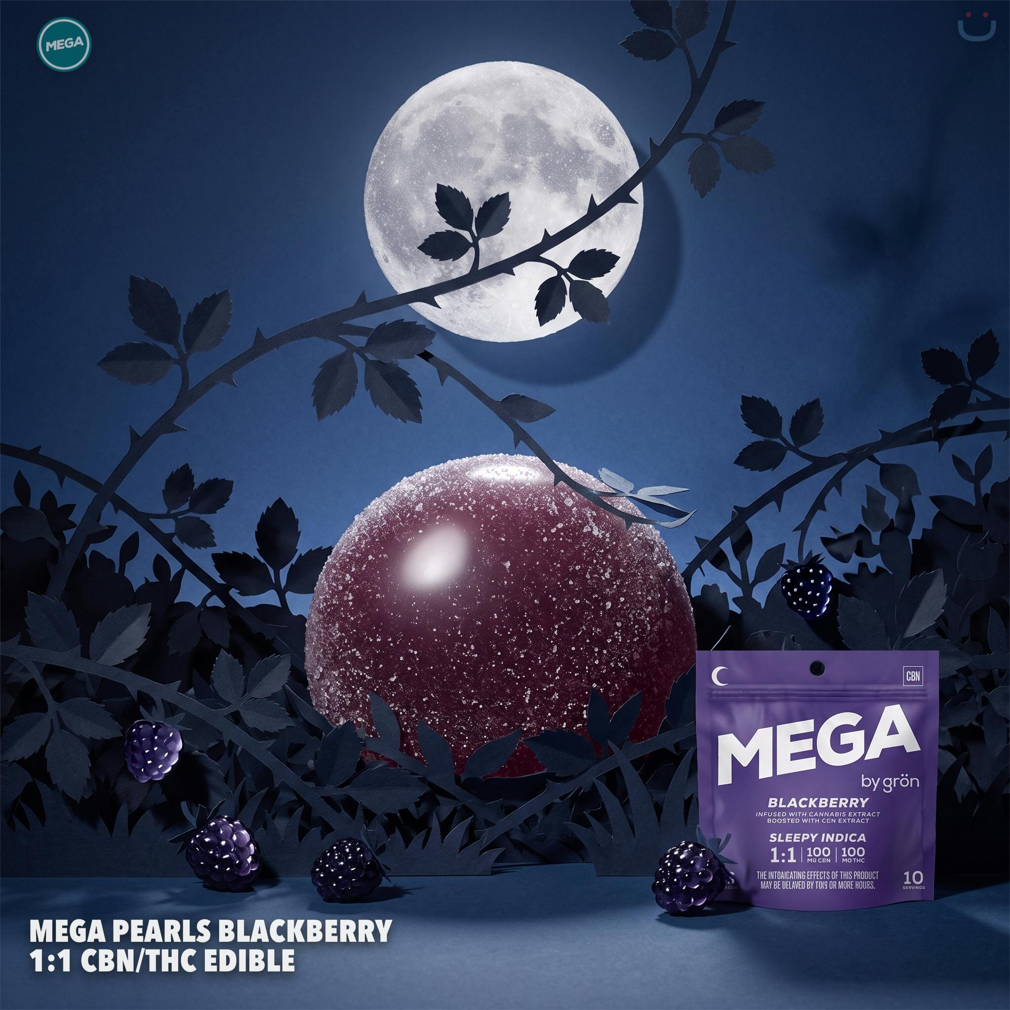 Mega Pearls Blackberry 1:1 CBN/THC Edible