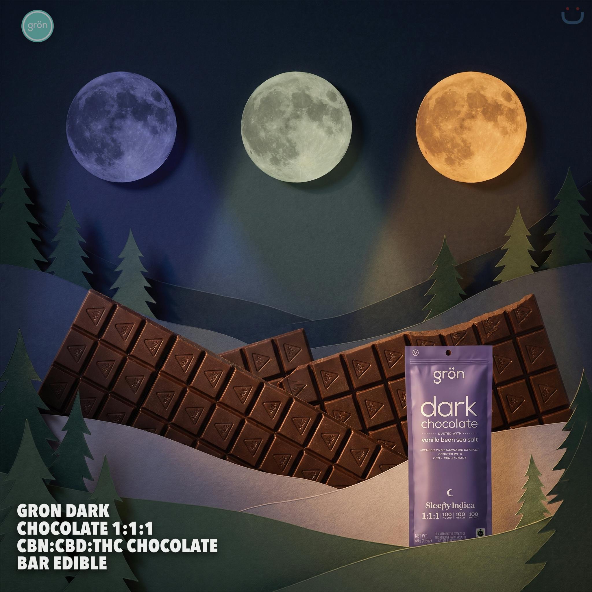Gron Dark Chocolate 1:1:1 CBN:CBD:THC Chocolate Bar Edible