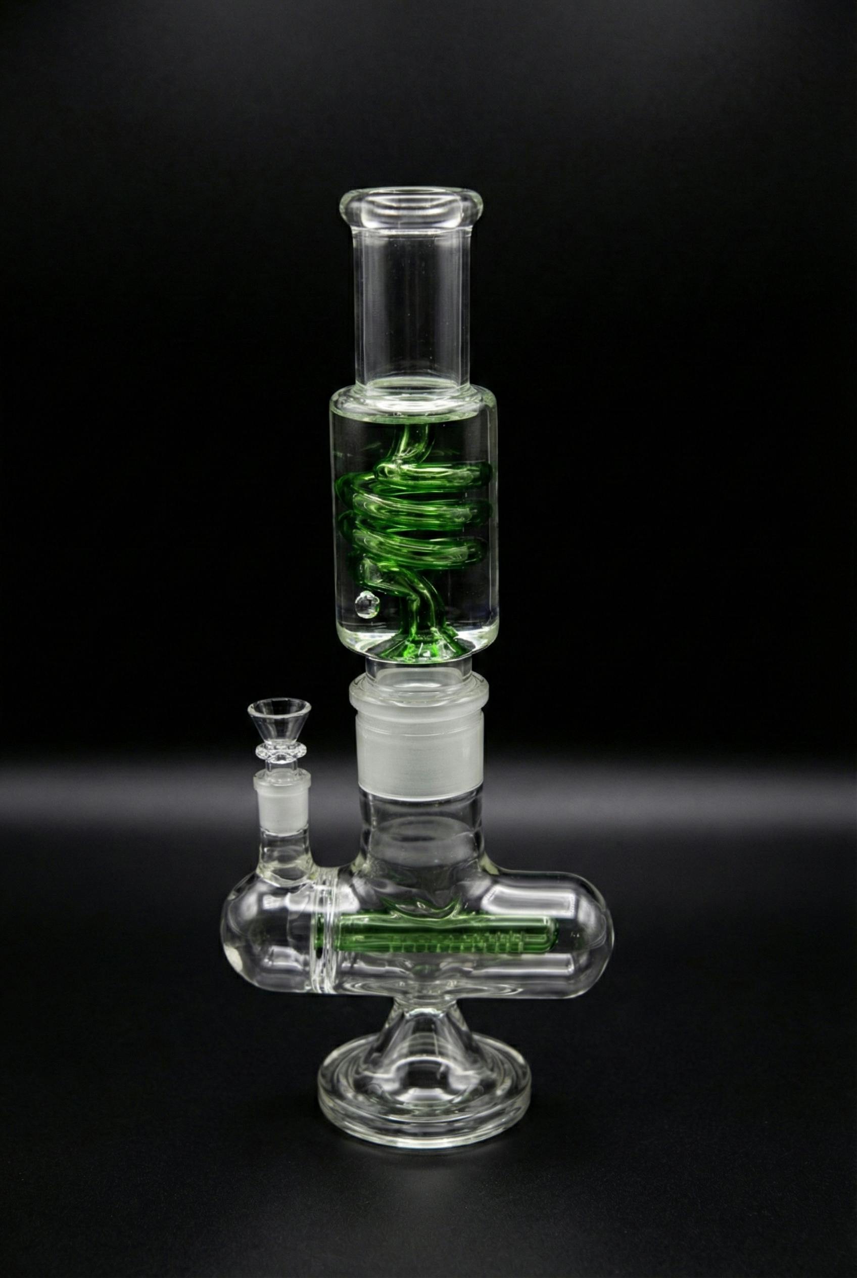 16" ALPHA GLASS FREEZABLE GLYCERIN COIL PERC WATERPIPE MILKY TEAL