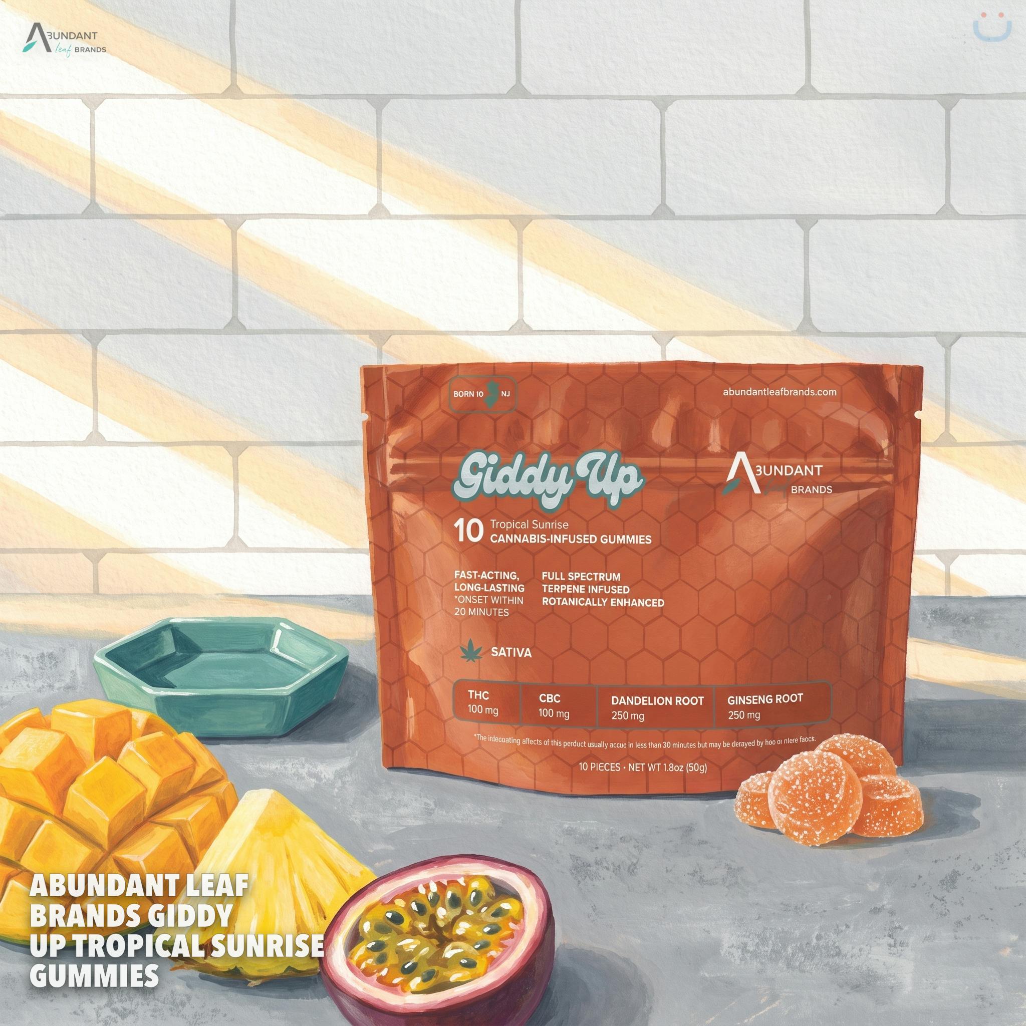 Abundant Leaf Brands Giddy Up Tropical Sunrise Gummies