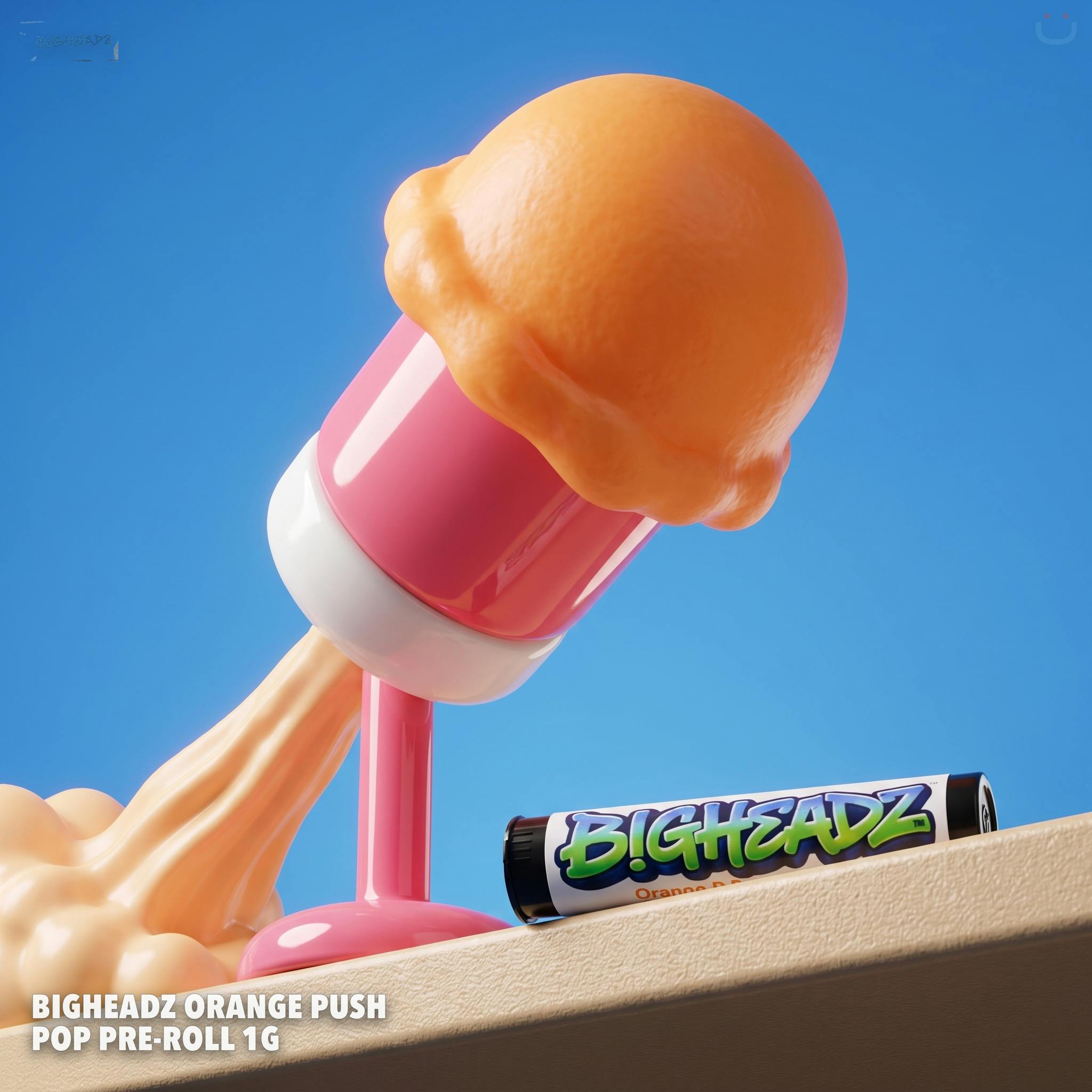 BigHeadz Orange Push Pop Pre-roll 1G