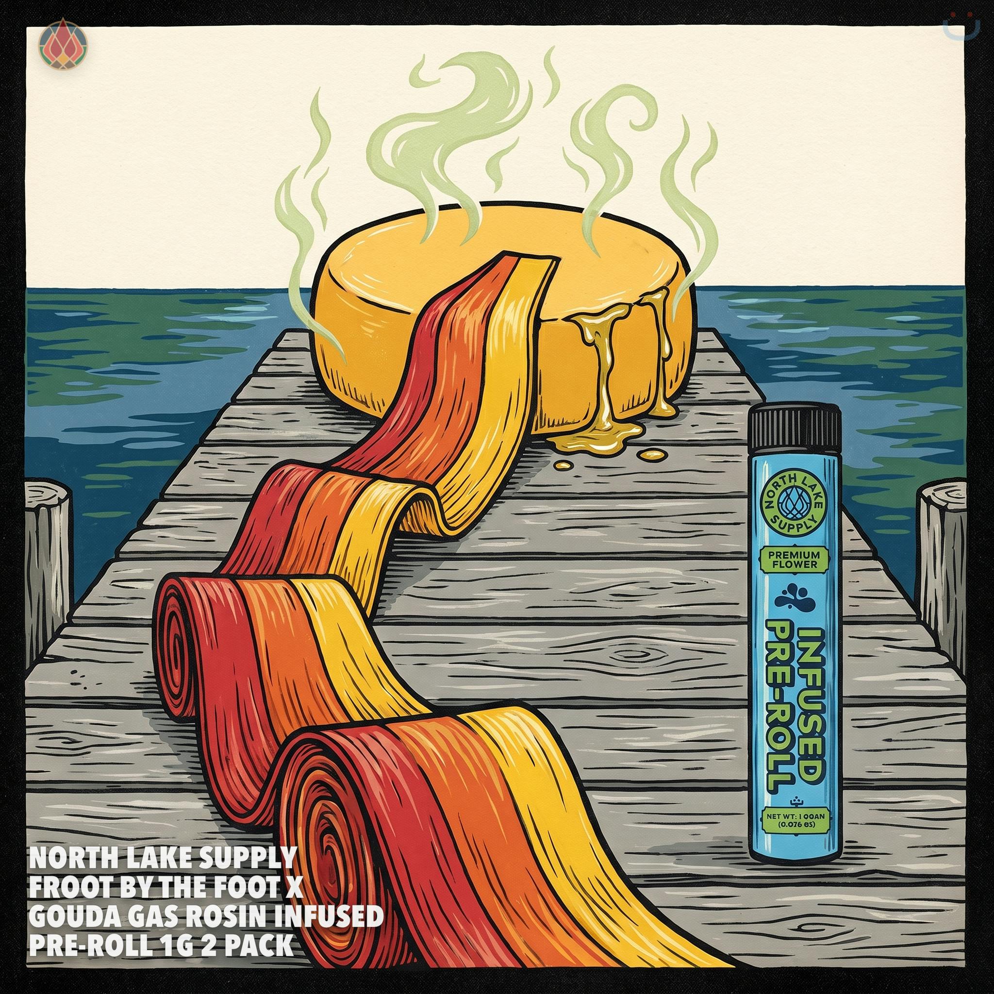 North Lake Supply Froot By The Foot X Gouda Gas Rosin Infused Pre-roll 1G 2 Pack
