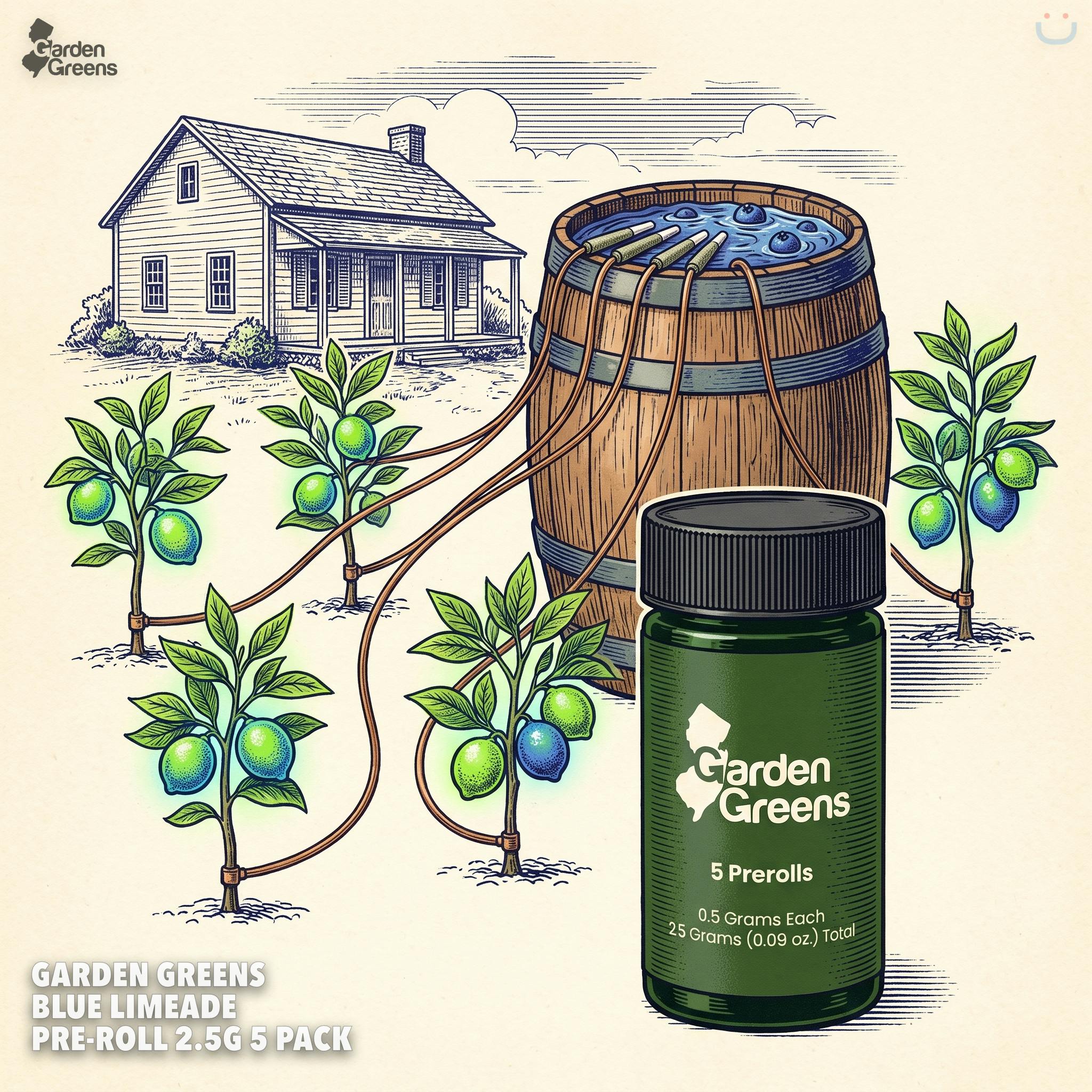 Garden Greens Blue Limeade Pre-roll 2.5G 5 Pack