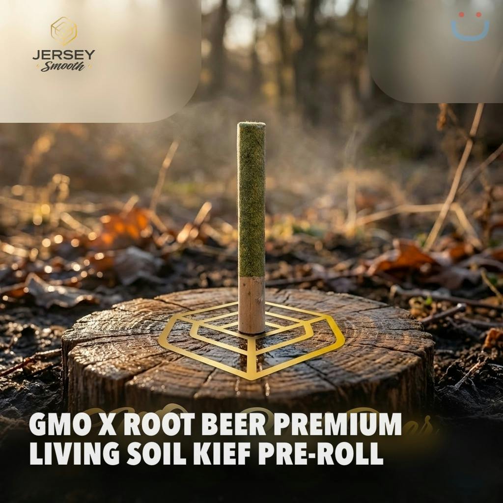 Jersey Smooth GMO X Root Beer Premium Living Soil Kief Infused Pre-roll 1G