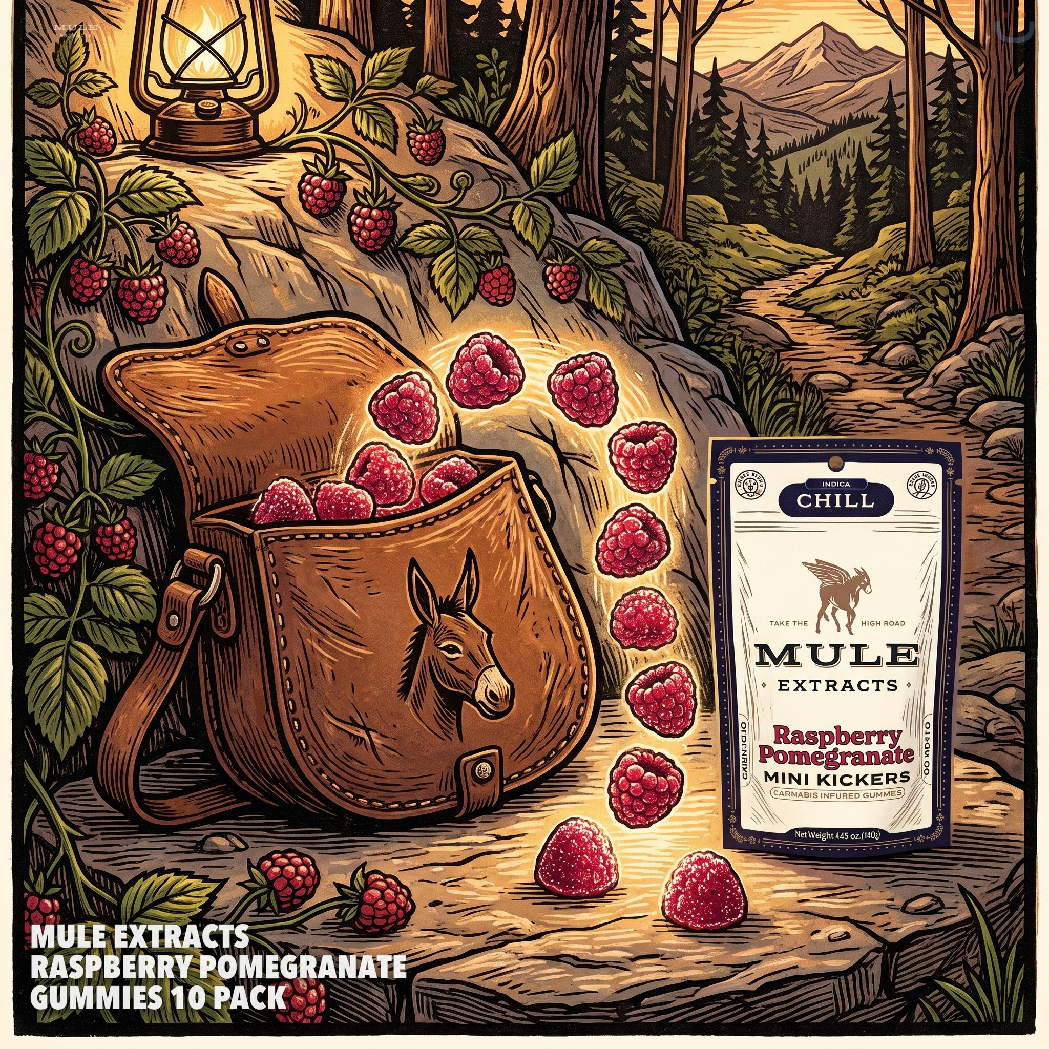 Mule Extracts Raspberry Pomegranate Gummies 10 Pack