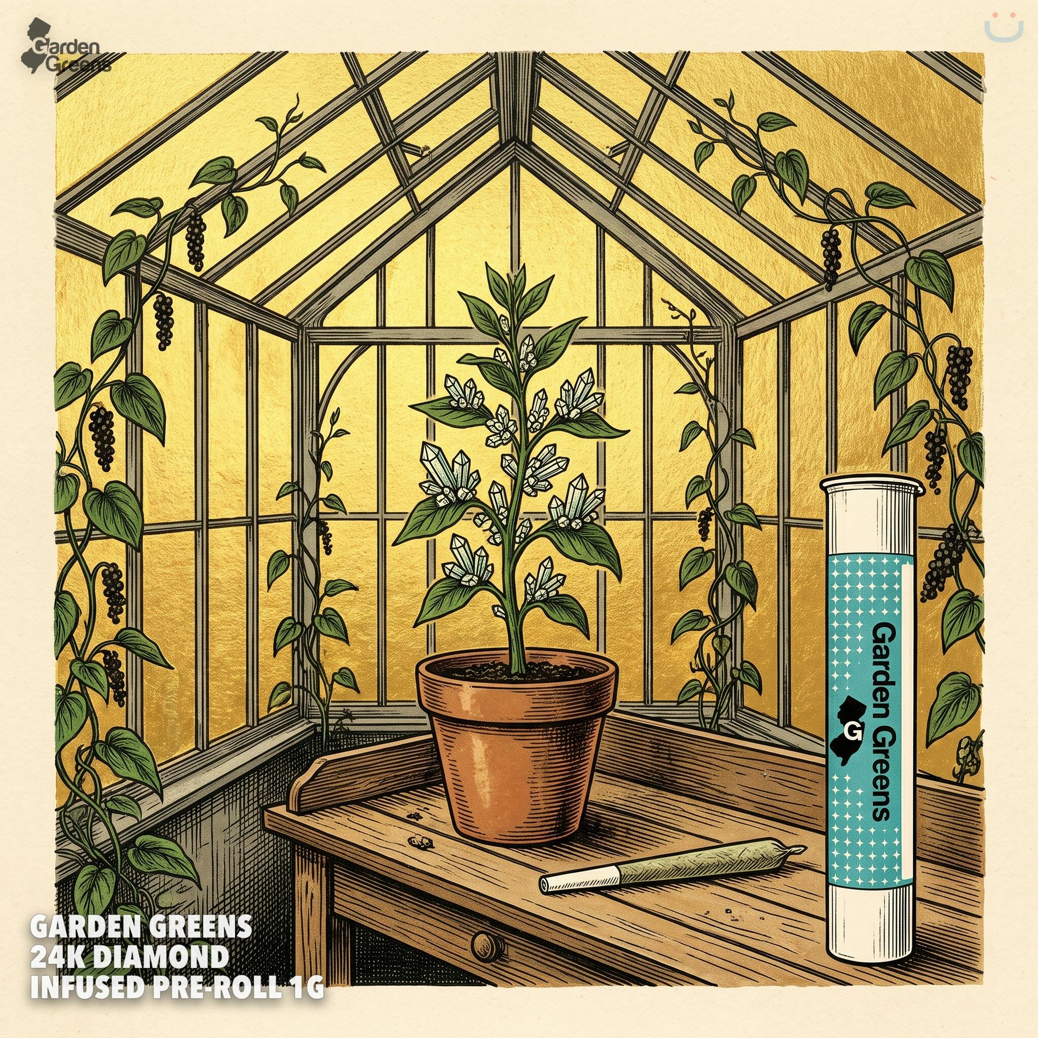 Garden Greens 24K Diamond Infused Pre-roll 1G