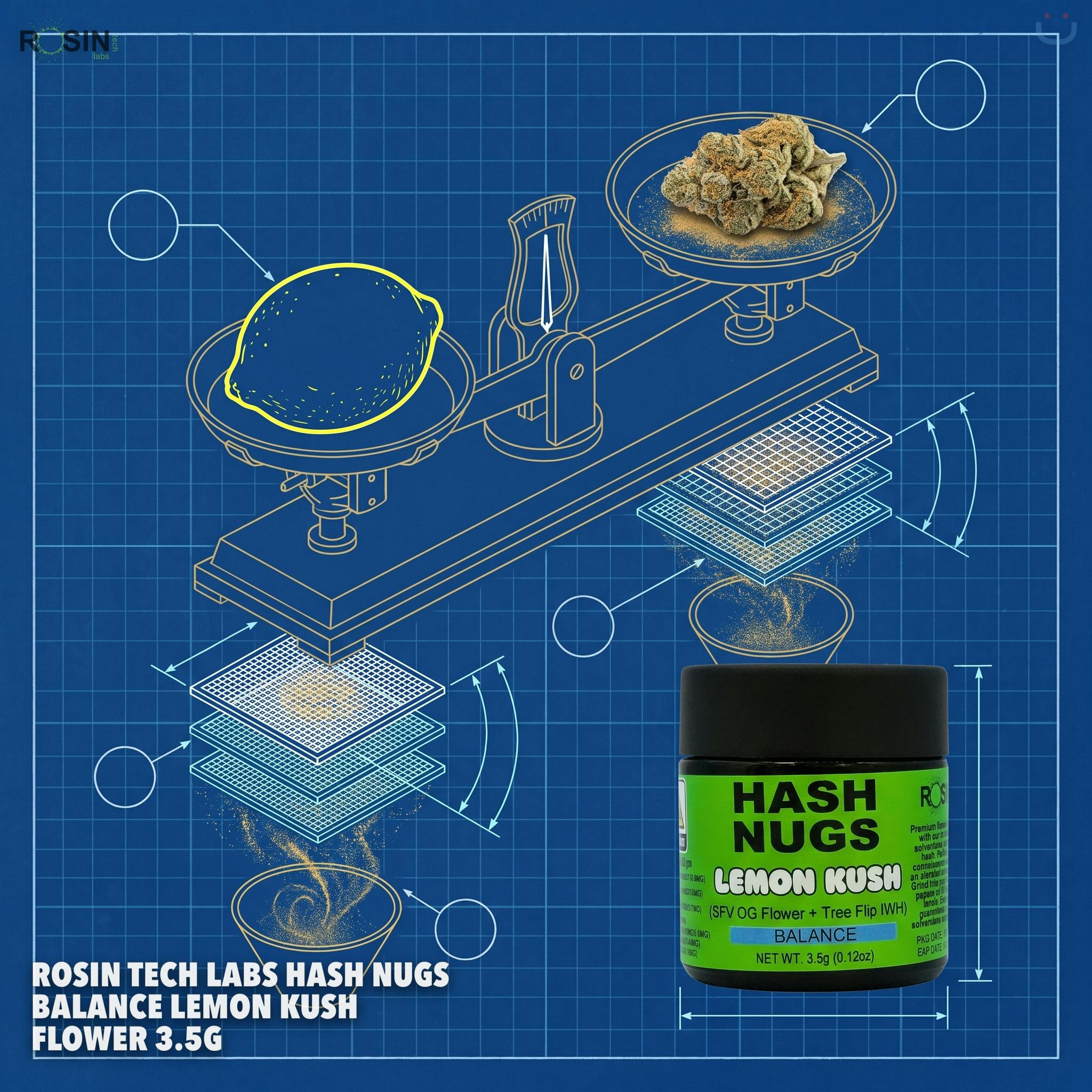 ROSIN TECH LABS Hash Nugs Balance Lemon Kush Flower 3.5G