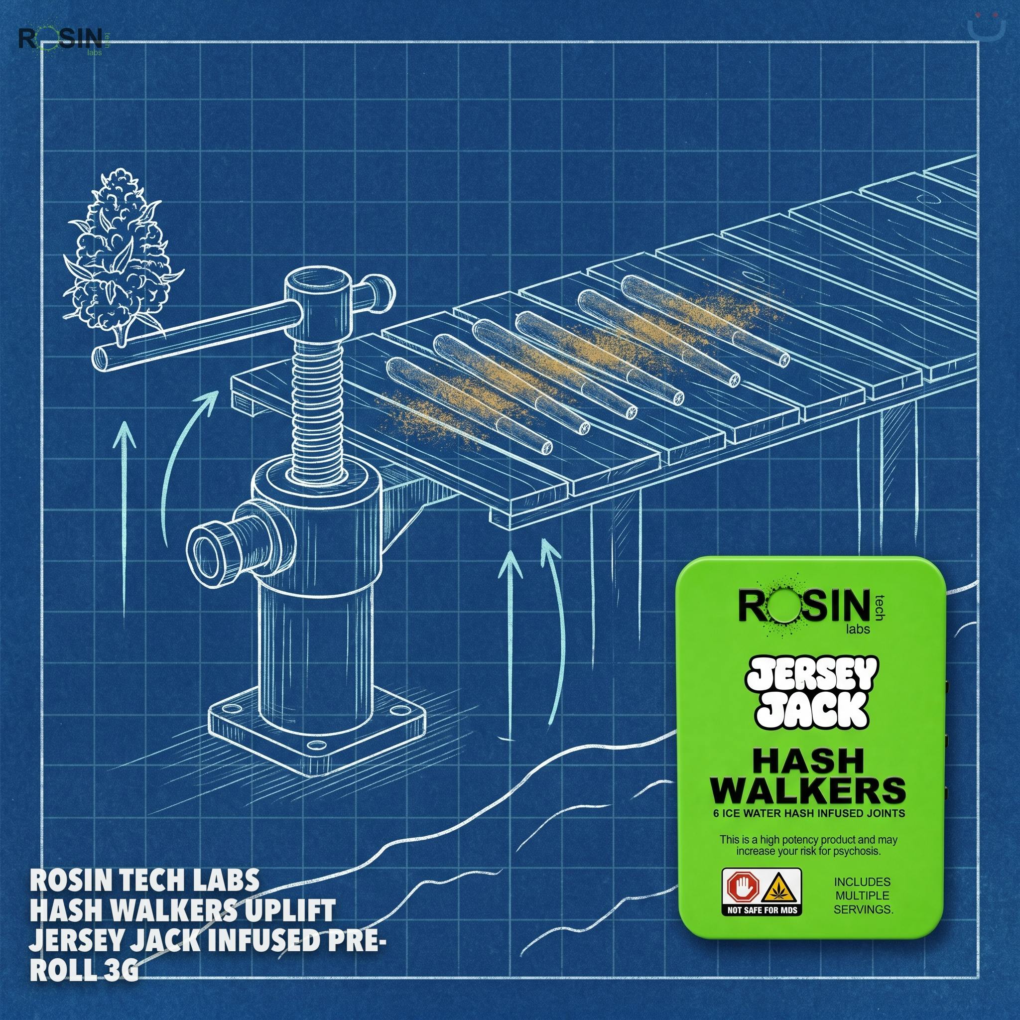 ROSIN TECH LABS Hash Walkers Uplift Jersey Jack Infused Pre-roll 3G