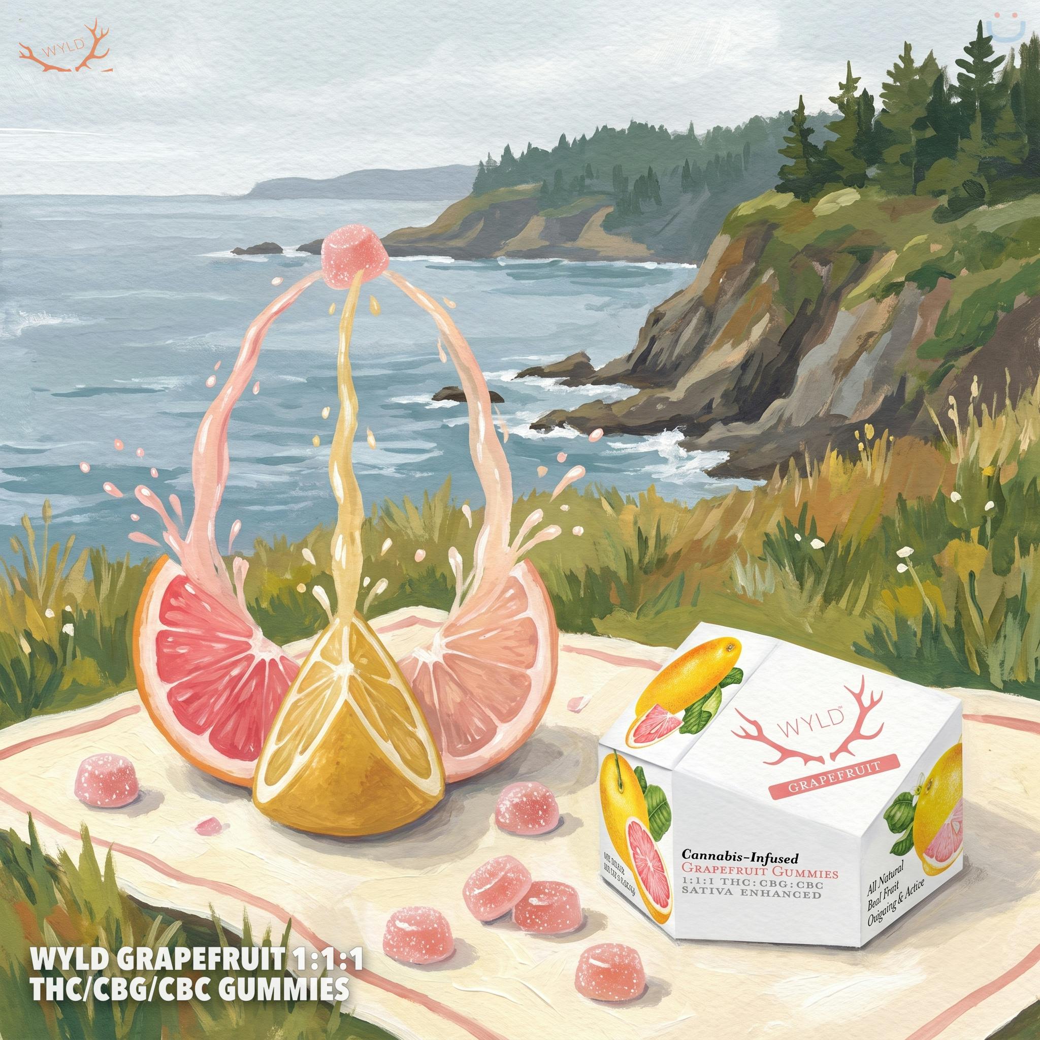 WYLD Grapefruit 1:1:1 THC/CBG/CBC Gummies