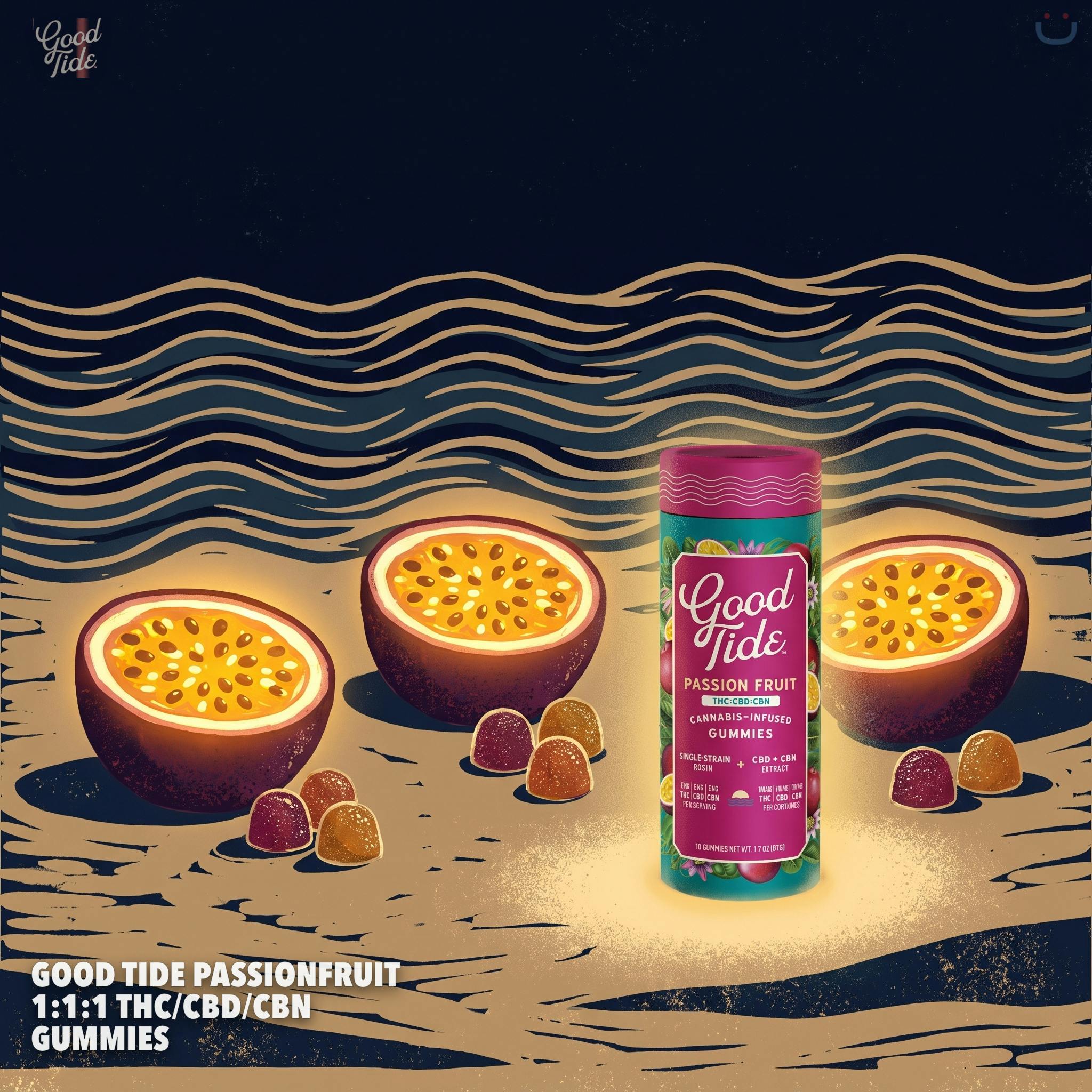 Good Tide Passionfruit 1:1:1 THC/CBD/CBN Gummies