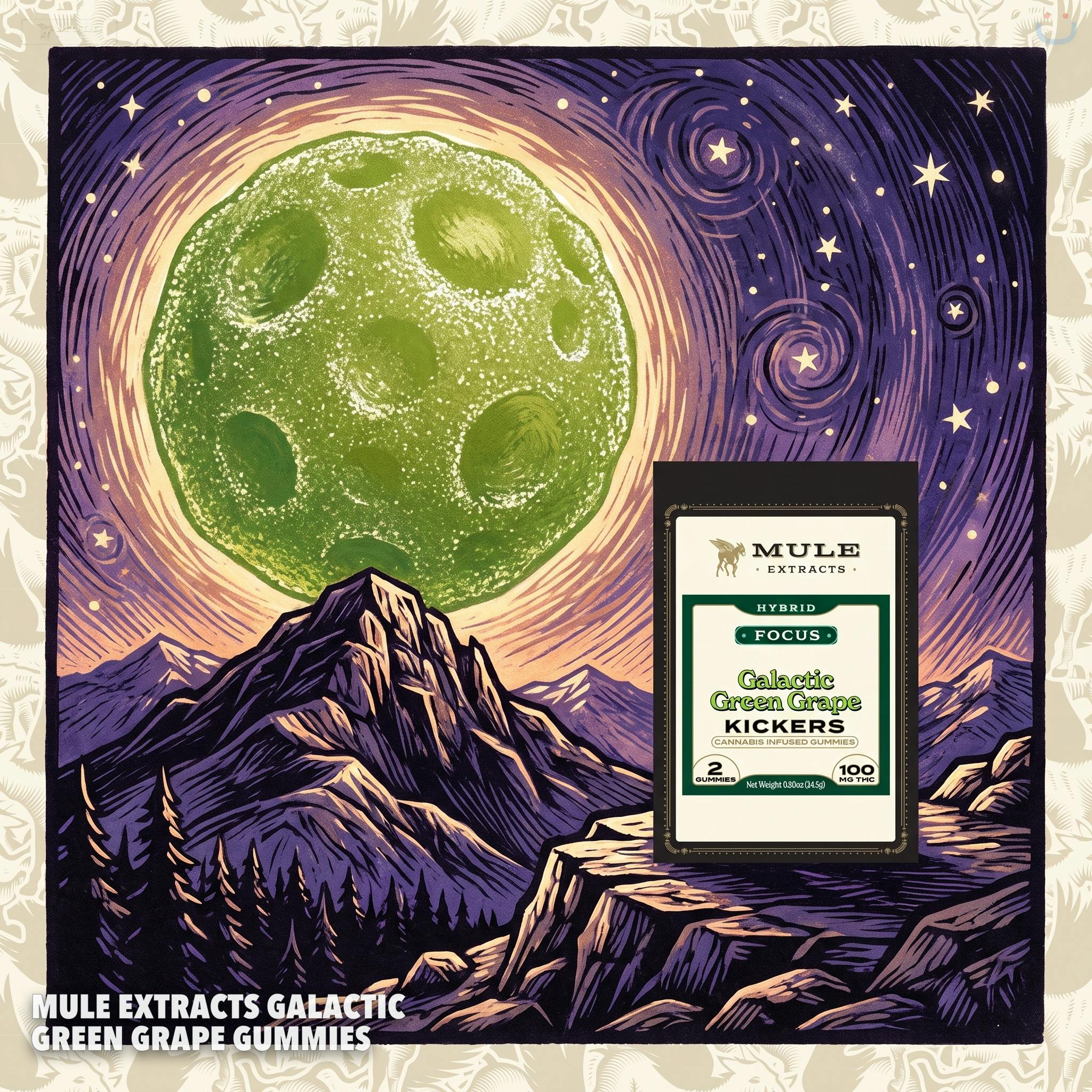 Mule Extracts Galactic Green Grape Gummies