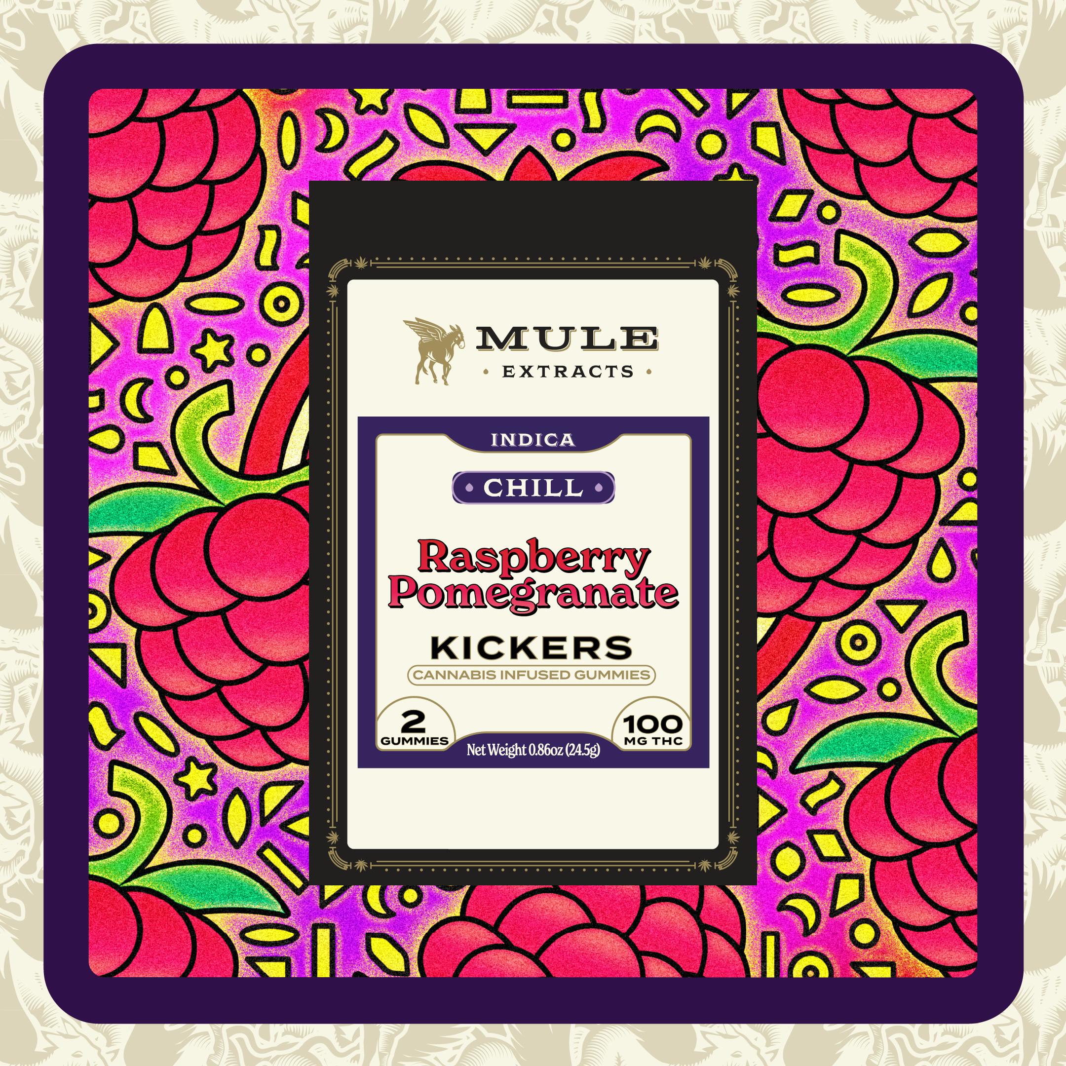 Mule Extracts Raspberry Pomegranate Gummies 2pk 100mg