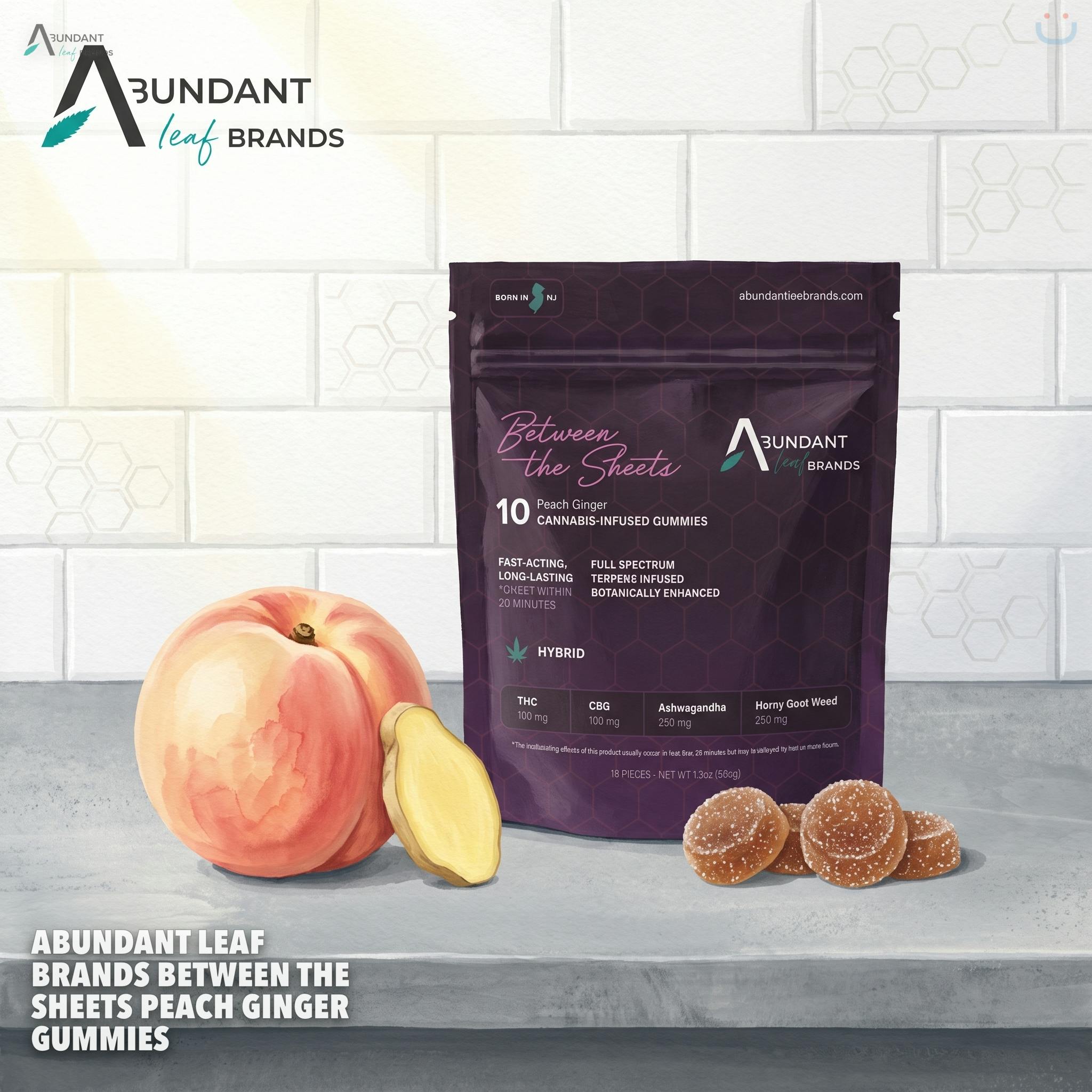 Abundant Leaf Brands Between The Sheets Peach Ginger Gummies