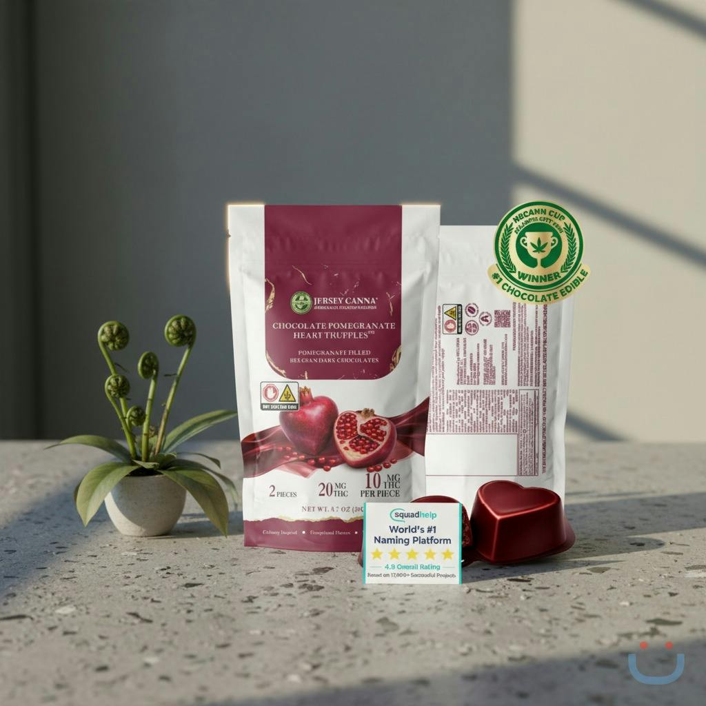 Jersey Canna Pomegranate Heart Dark Chocolate Truffles Edible 2 Pack