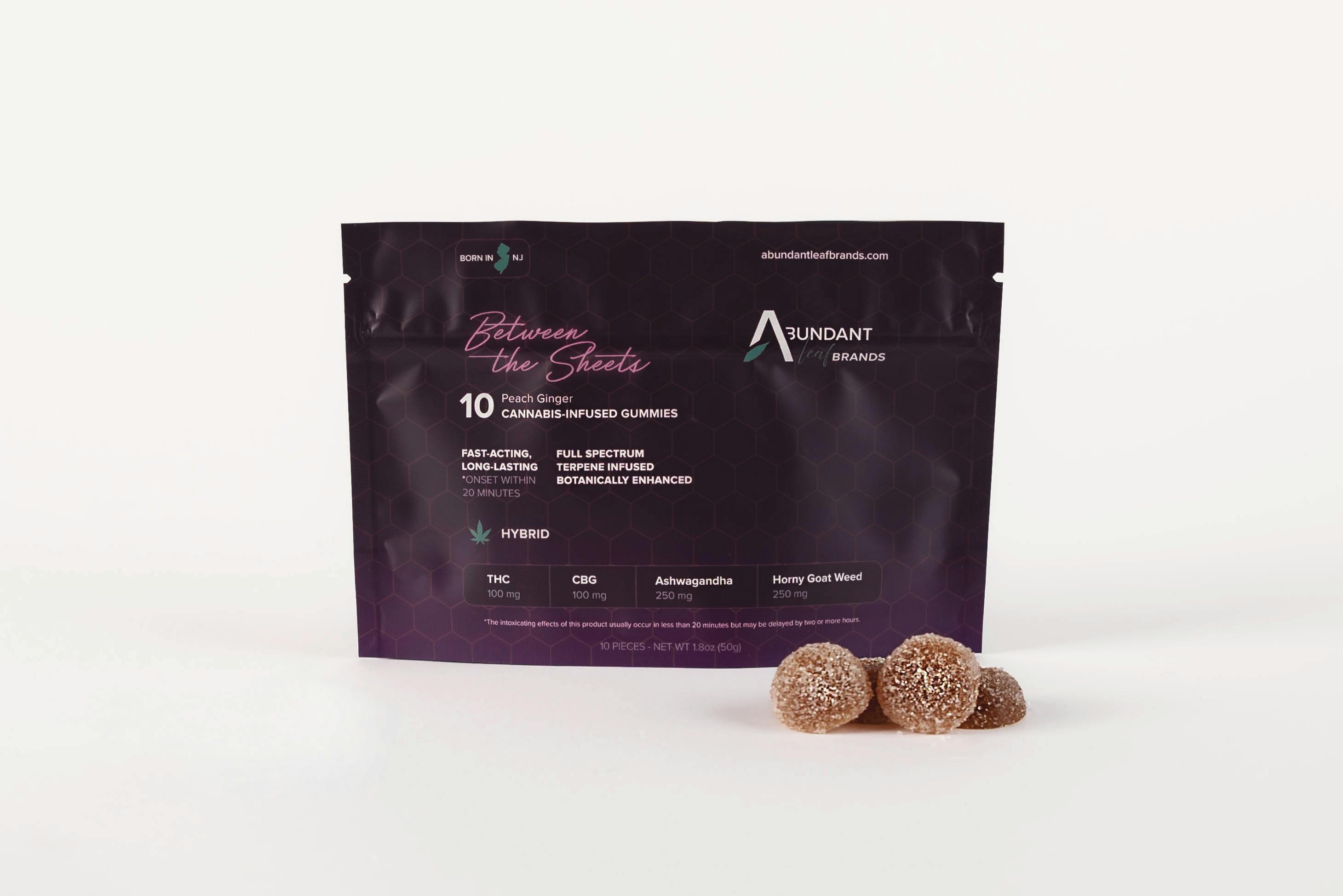 Abundant Leaf Brands Between The Sheets Peach Ginger Gummies