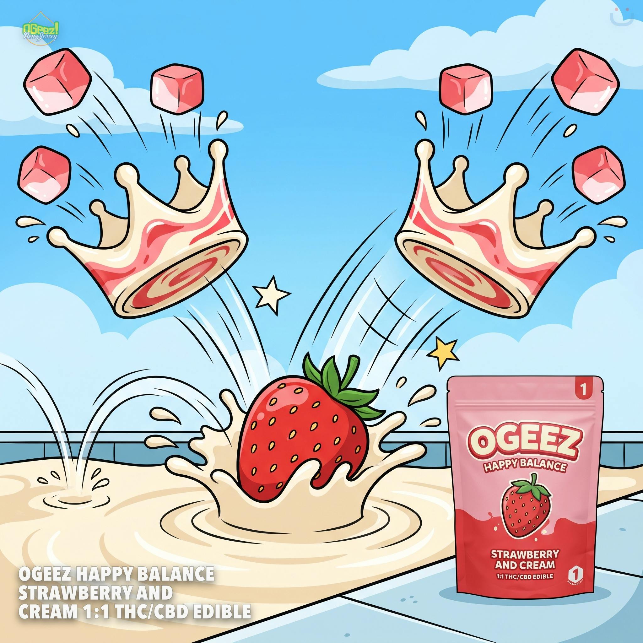 OGeez Happy Balance Strawberry And Cream 1:1 THC/CBD Edible