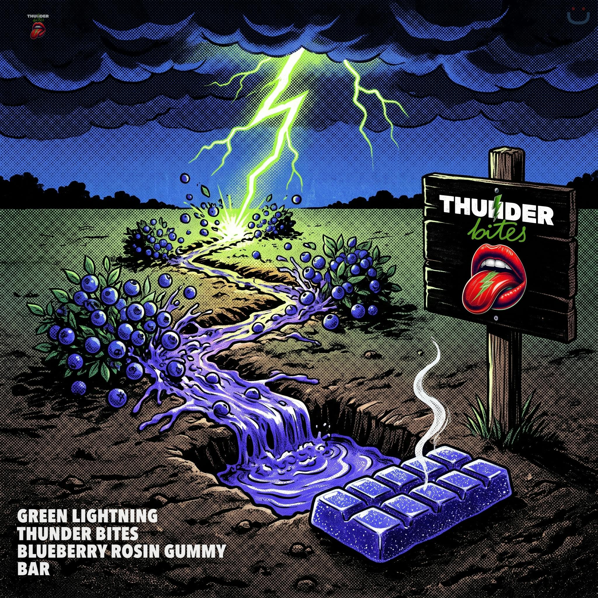Green Lightning Thunder Bites Blueberry Rosin Gummy Bar