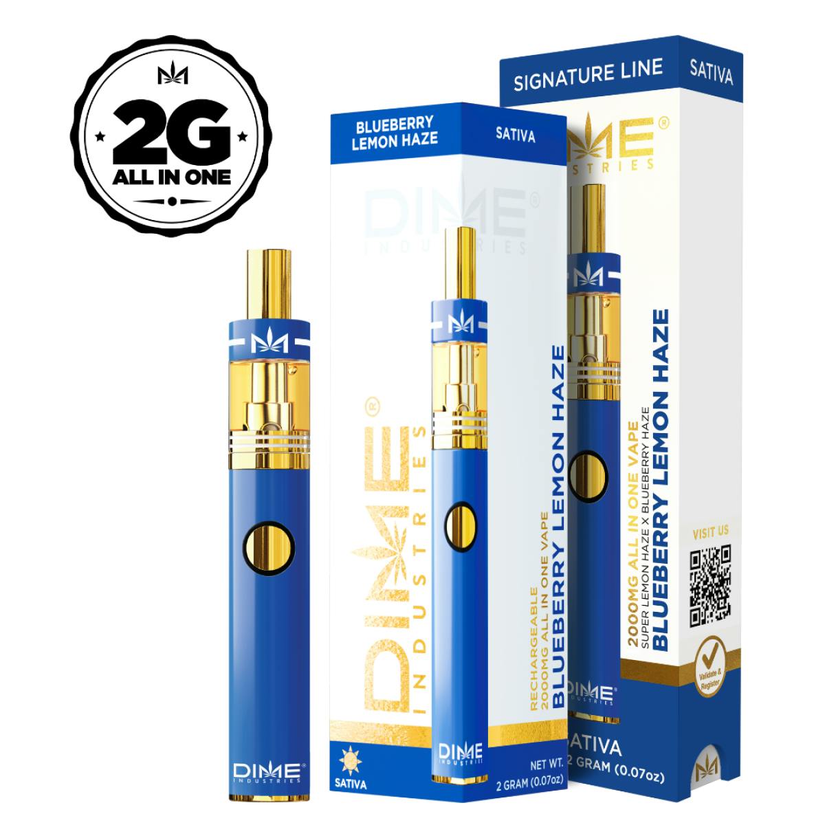 Blueberry Lemon Haze (S) 2g AIO Vape- DIME Industries - 2g
