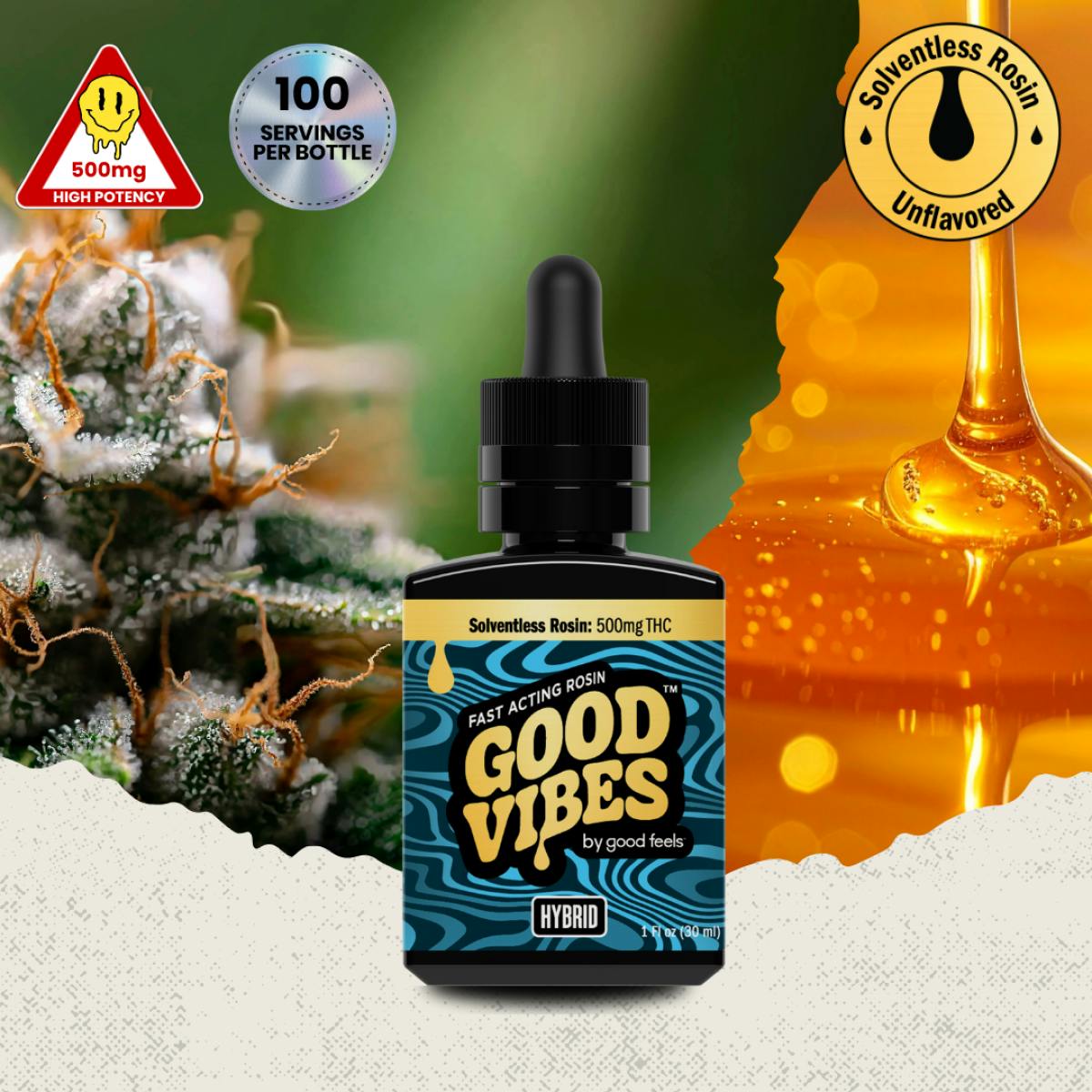 Solventless Rosin (H) 500mg FAST Acting Syrup- Good Vibes