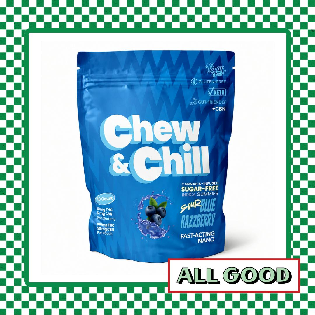 Chew & Chill | Sour Blue Razzberry | Gummies | Indica | 100mg