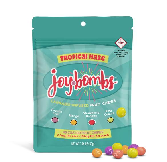 TROPICAL HAZE | 40PK | JOY BOMB CHEWS - 100mg | Edibles | JOYIBLES