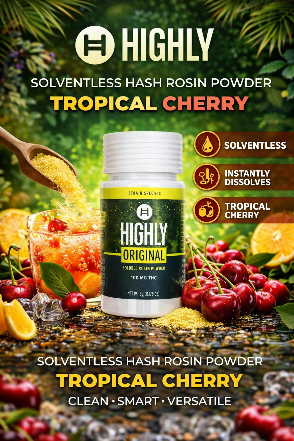 TROPICAL CHERRY | 5G | SOLUABLE HASH ROSIN POWDER - 100mg