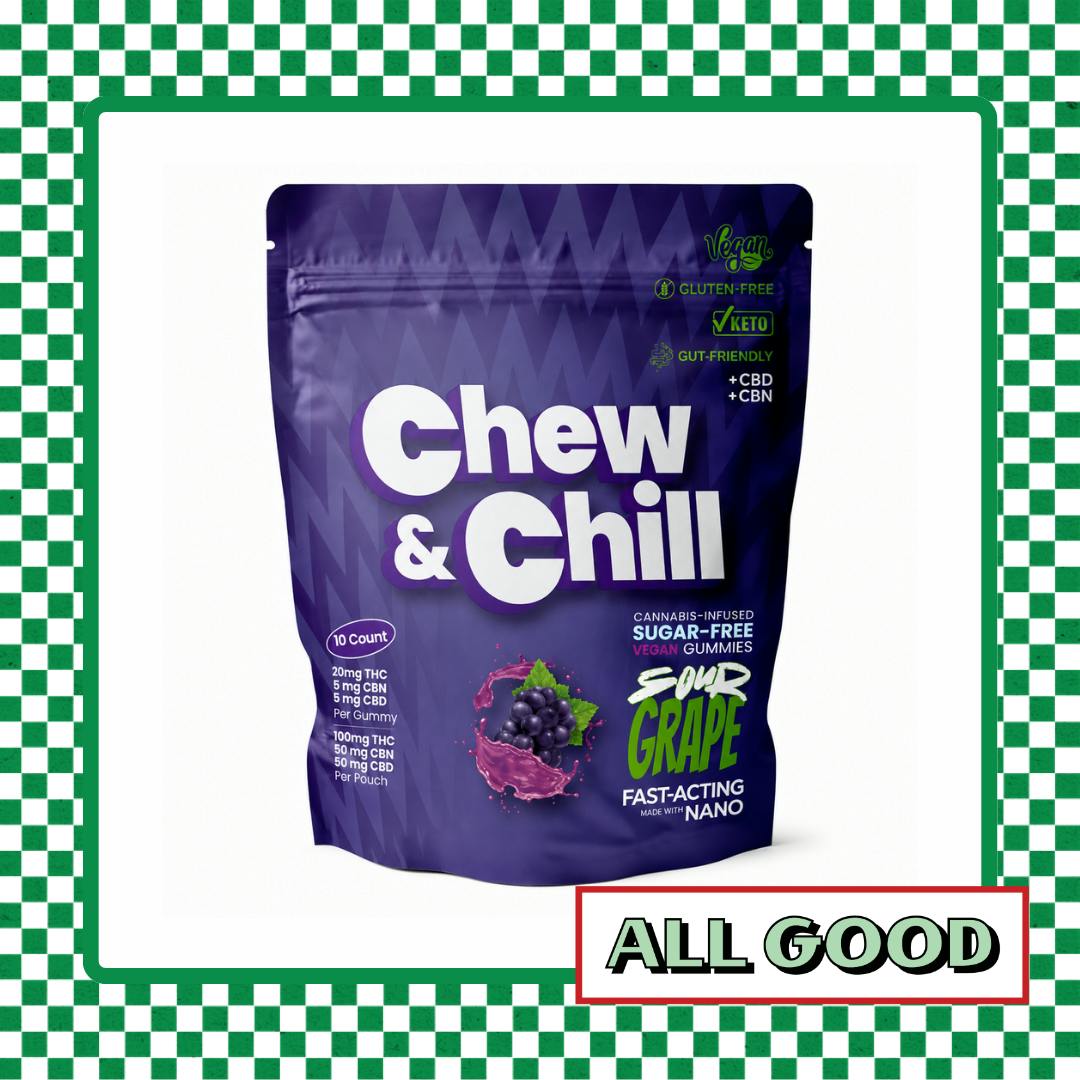 Chew & Chill | Sour Grape | Gummies | Indica | 100mg