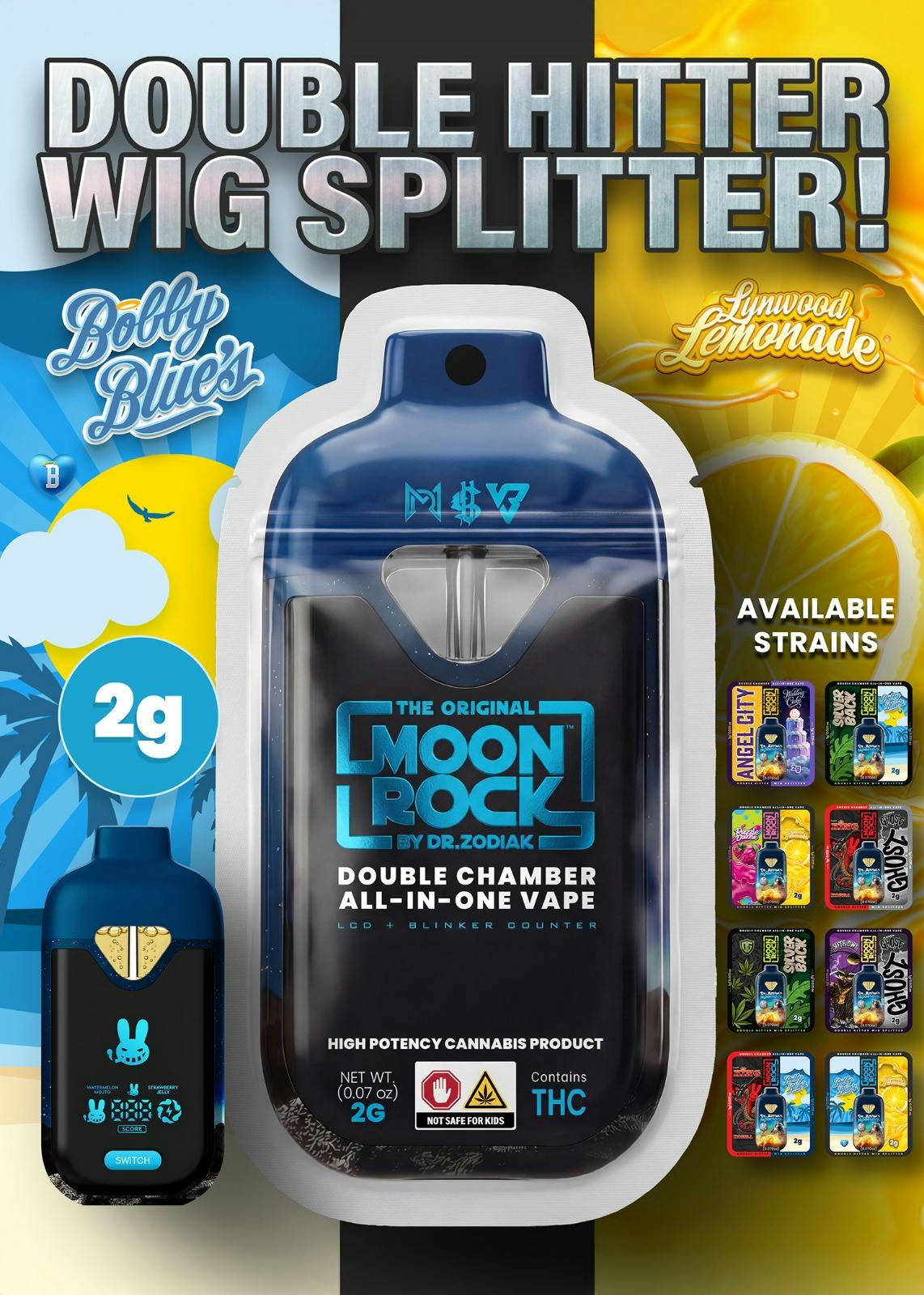 Double Hitter Wig Splitter | Razzle Dazzle x Lynwood Lemonade | Disposable | 2g