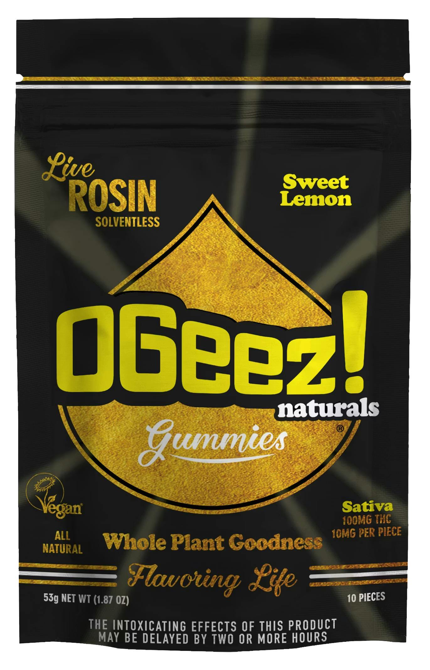 Natural's Sweet Lemon Vegan | Live Rosin | 10pk Edibles | 100mg