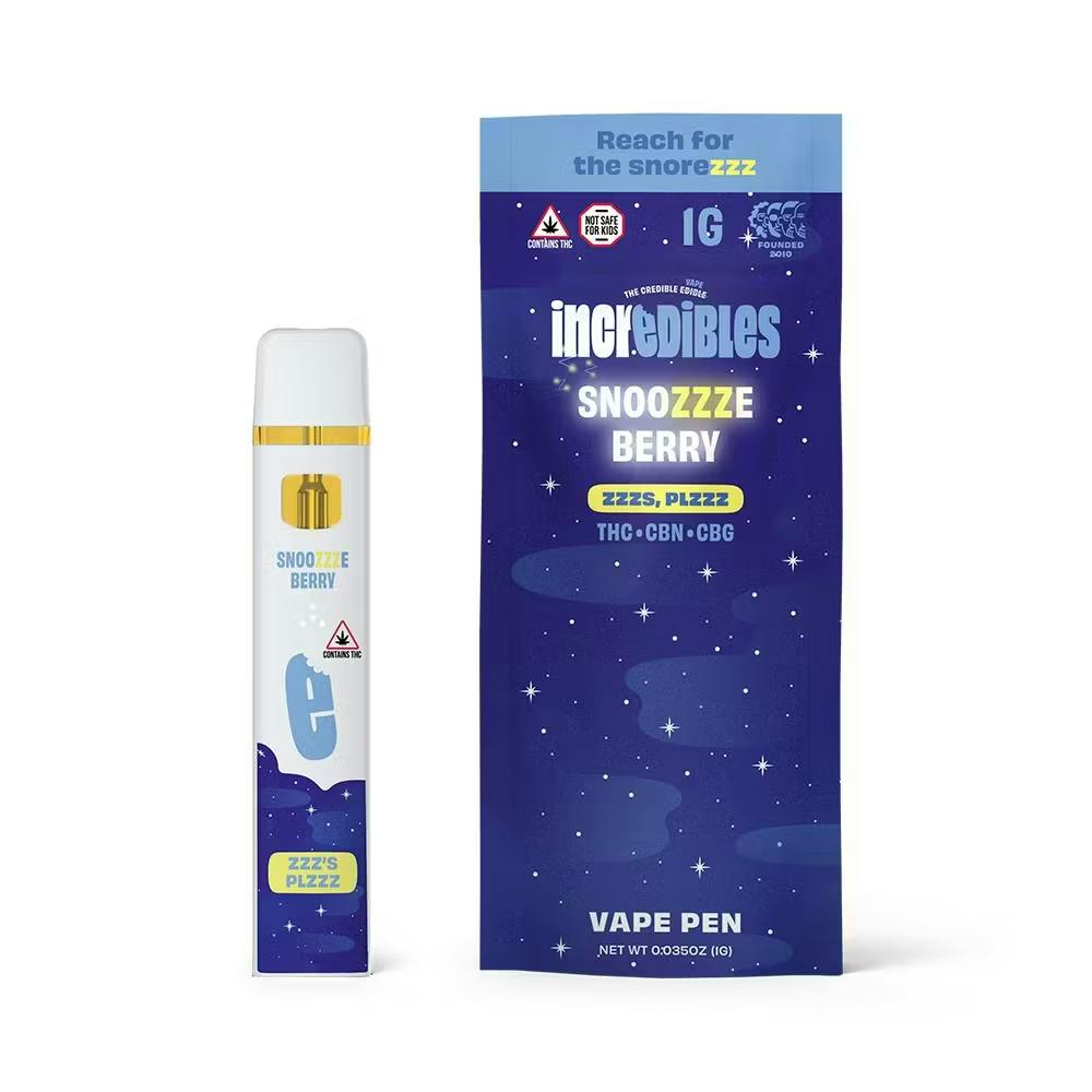 Incredibles SnoozzzeBerry 14:1:1 Disposable - 1g - 1g | Vaporizers |  Incredibles | Puffin Store NJ (Rec)
