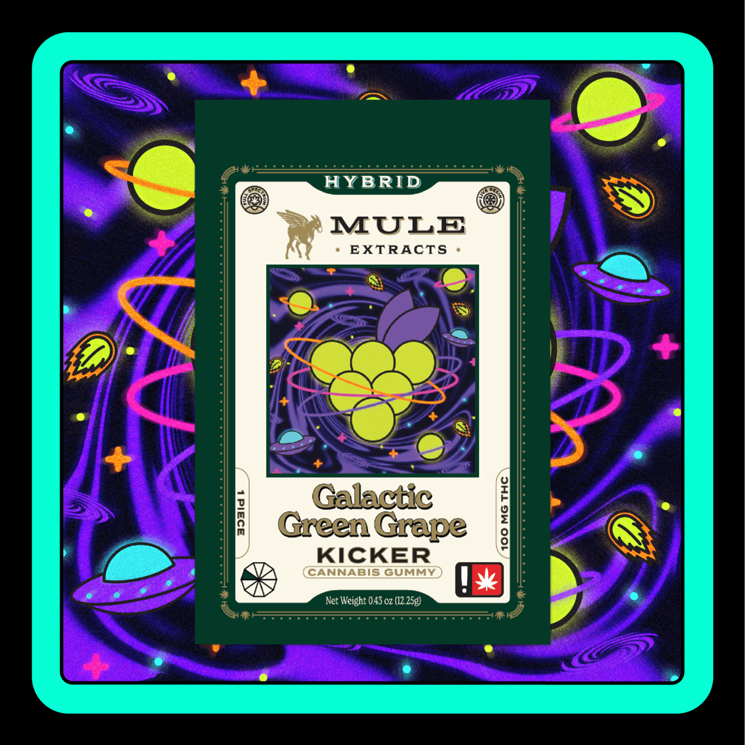 Mule Extracts Galactic Green Grape Kickers Gummies - 100mg - 100mg