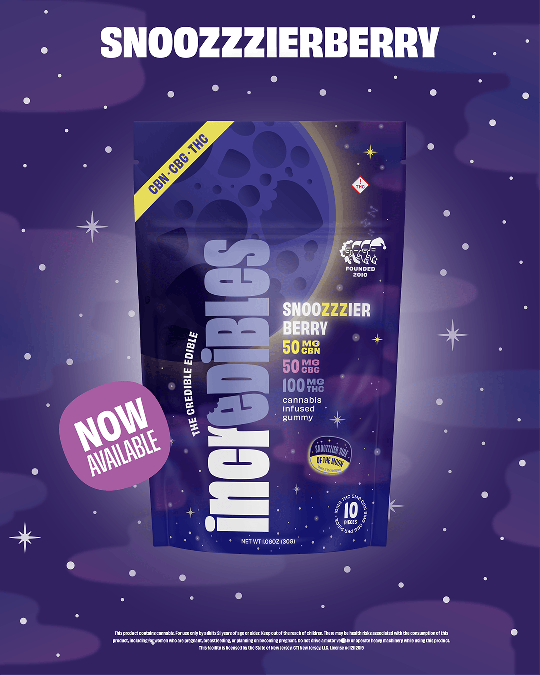 Snoozzzierberry | 10pk of 2:1:1 THC:CBG:CBN Gummies