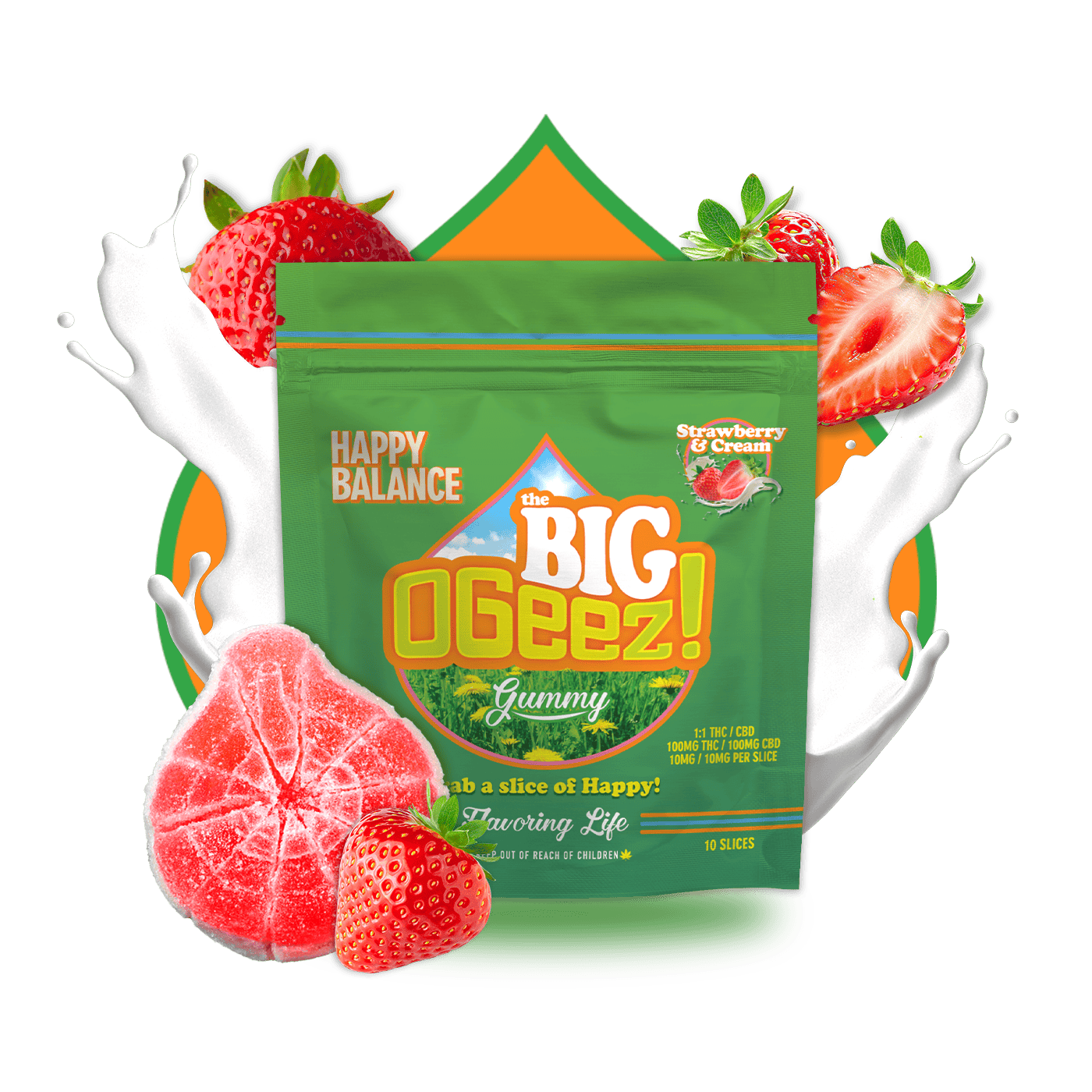 Big Happy Balance Strawberries & Cream | 2pk of 50mg 1:1 CBD:THC