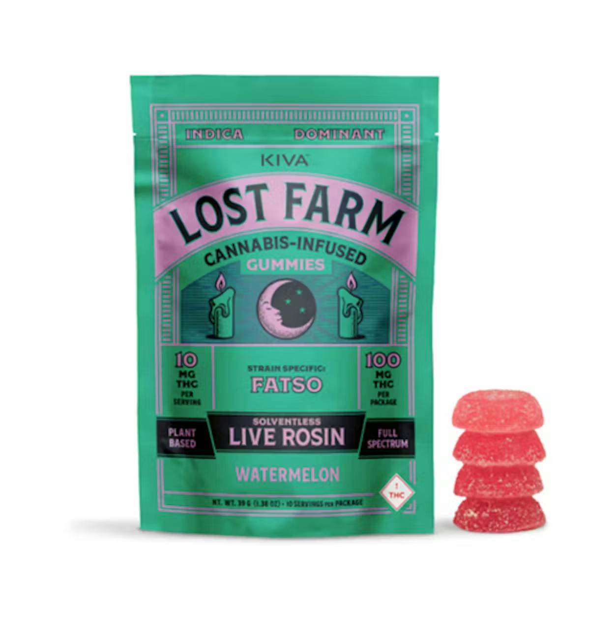 Lost Farms | Watermelon x Fatso | Live Rosin Gummies | 100mg