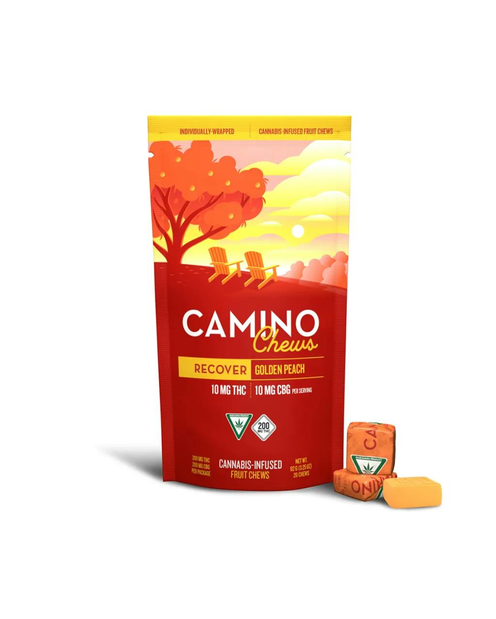 Camino | Golden Peach | Gummy Chews | 10mg:10mg THC:CBG