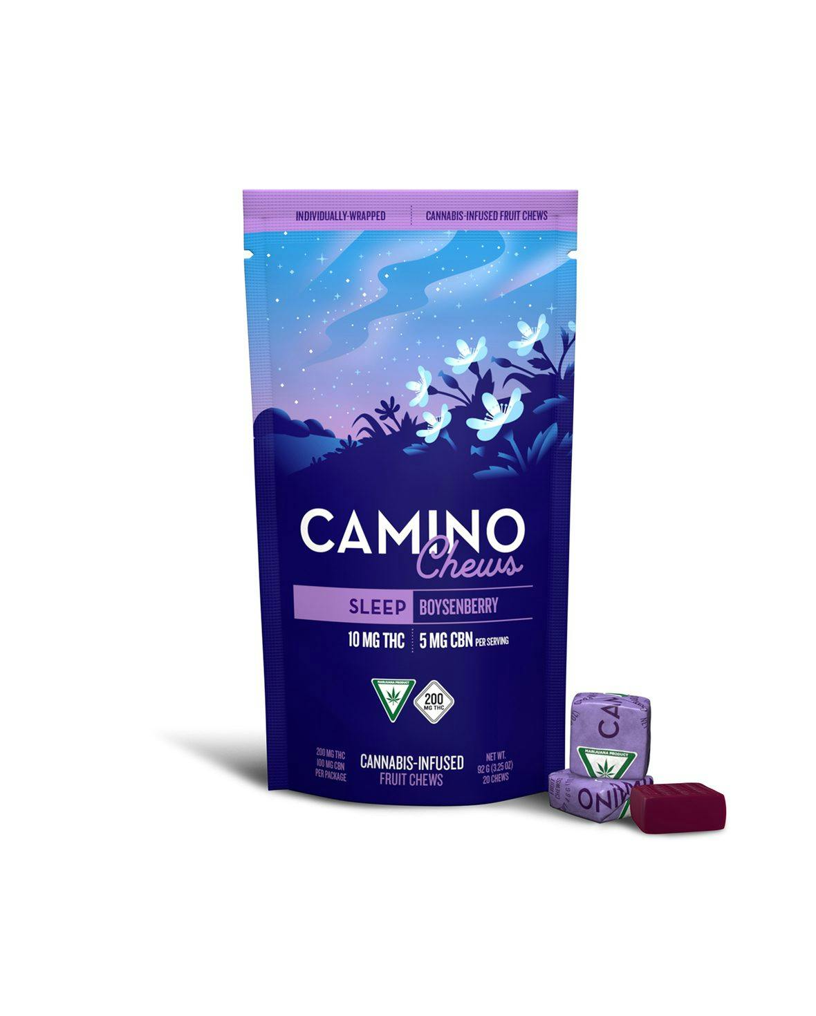 Camino | Boysenberry | Gummy Chews | 10mg:5mg:5mg THC:CBN:CBG