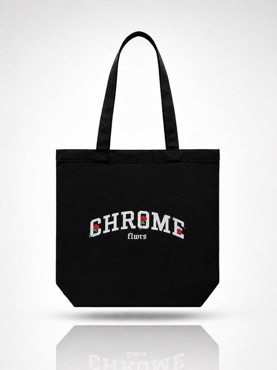 Chrome Flwrs | Black Tote