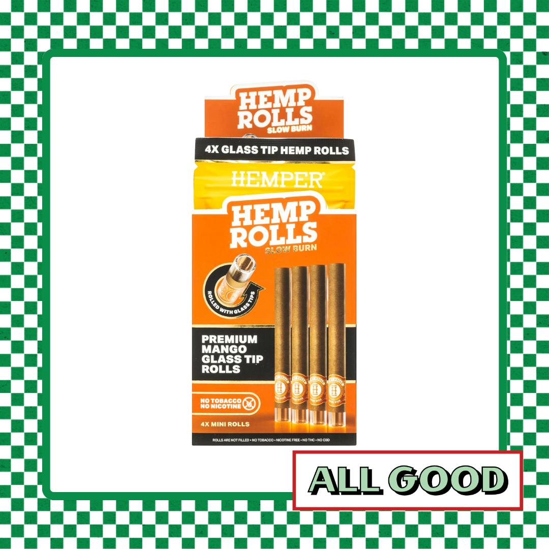 Hemper | Mini Size Hemp Cones | Glass Tip | 4pk Mango