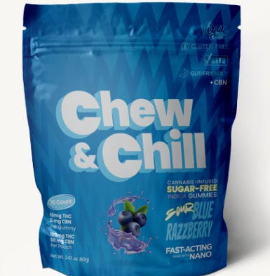 Chew & Chill | Sour Blue Razzberry | Gummies | Indica | 100mg