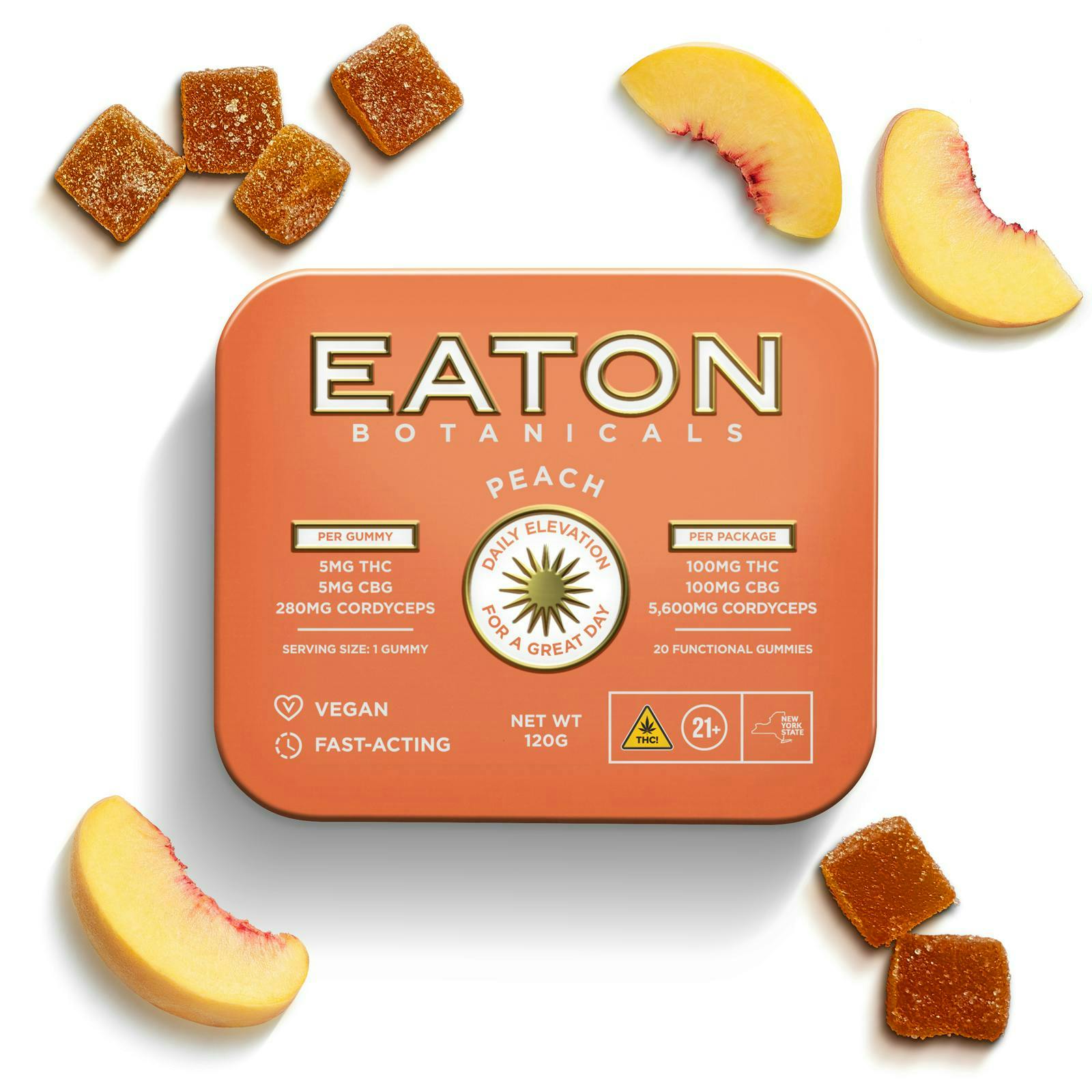 Daily Elevation | Peach | Gummies | 20ct | 100mg
