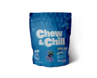 Chew & Chill - Sour Blue Raspberry 5:1:1:1 THC:CBN:CBD:CBG (Sugar Free) - Live Resin Gummies 10pk - 100mg