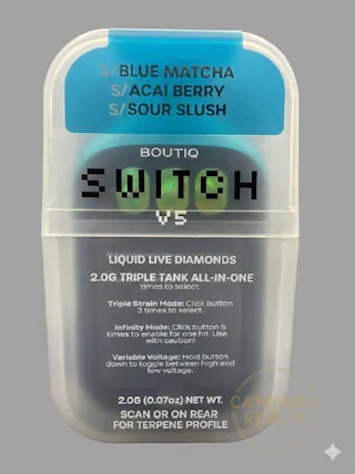 Boutiq - Blue Matcha / Acai Berry / Sour Slush - Tri-Chamber Switch - Liquid Diamonds Disposable Vape - 2g