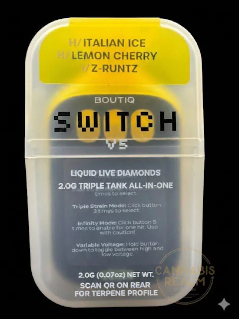 Boutiq - Italian Ice /Lemon Cherry /Z-Runtz - Tri-Chamber Switch - Liquid Diamonds Disposable Vape - 2g