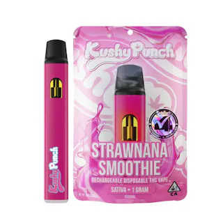 Kushy Punch - Strawnana Smoothie - Live Resin Disposable Vape - Magnetic Double Vape - 2 X .5g