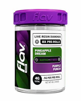 Flav - Pineapple Dream/Purple Punch - Live Resin Diamond Infused Duo-Pack Prerolls - 2 x 4pk - .5g