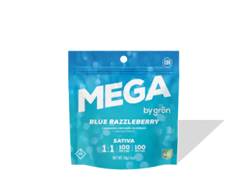 MEGA - Blue Razzleberry 1:1 THC:CBG Gummies - 100mg - 1ct