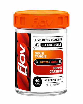 Flav - Sour Tangie/Hippie Crasher - Live Resin Diamond Infused Duo-Pack Prerolls - 2 x 4pk - .5g