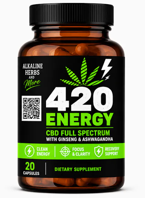 Alkaline Herbs - 420 Energy Capsules - Full Spectrum - 20pk - 500mg CBD